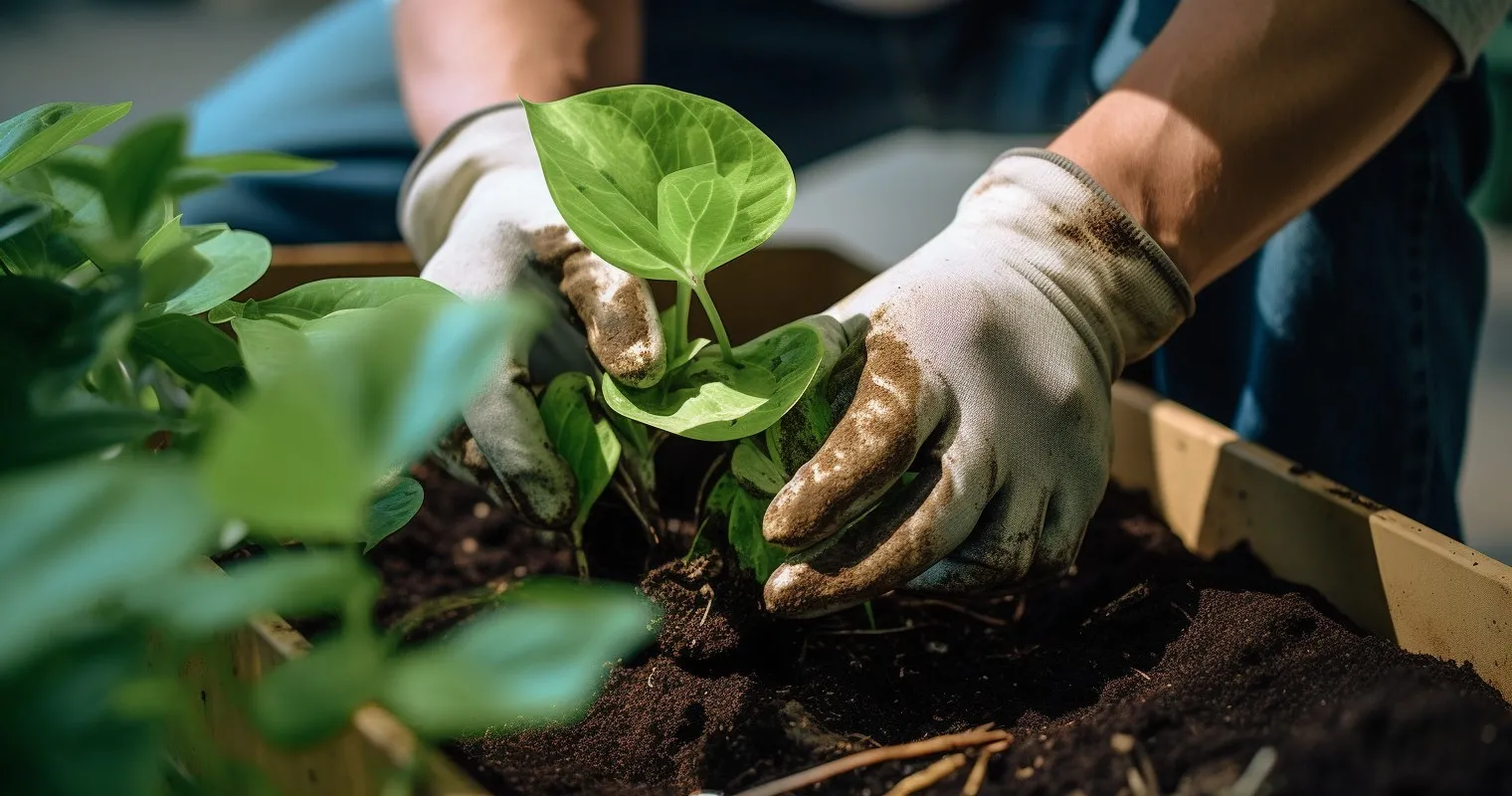 Pothos Plant Undergoing Repotting