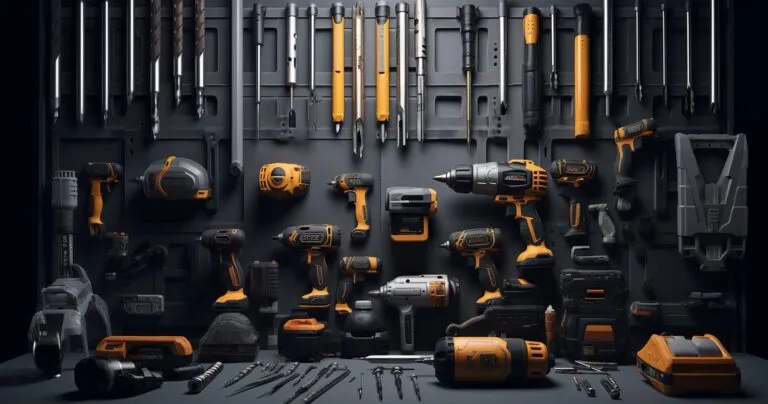 Power tools on a sleek, futuristic background