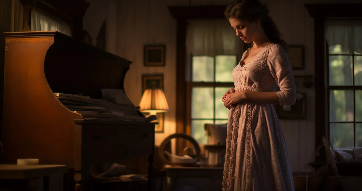 Pregnant Woman Assessing Furniture Placement