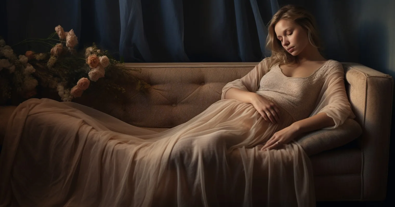 Pregnant Woman Resting After Moving Furniture