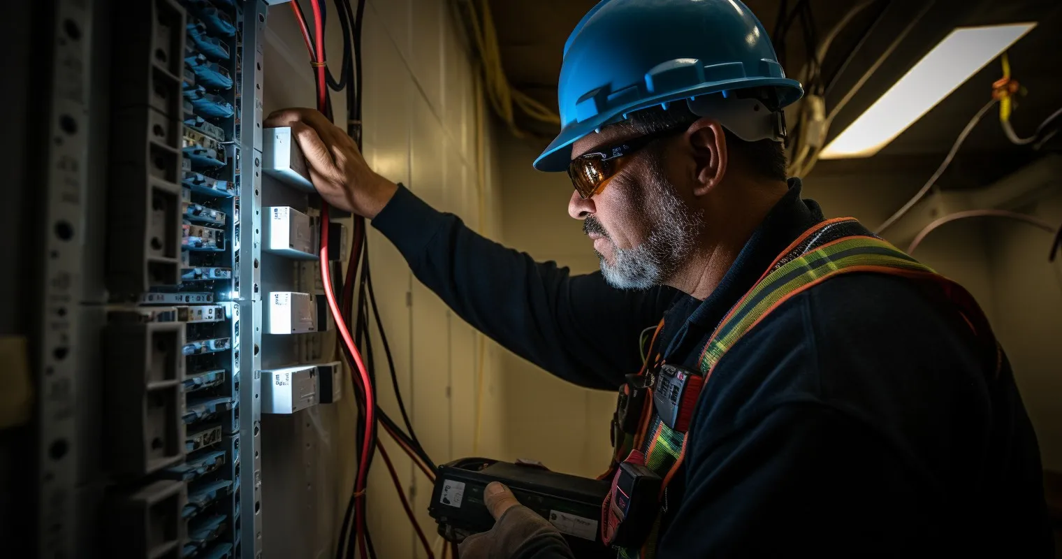 Professional Electrician Inspecting Wiring