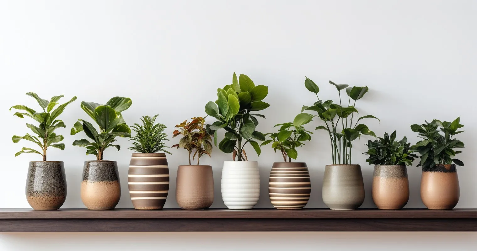 Quarantined Houseplant On Wooden Shelf