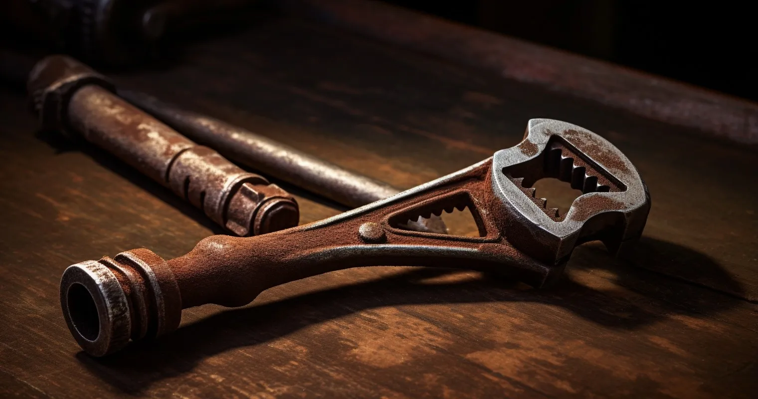 Rusty Wrench in Dramatic Lighting