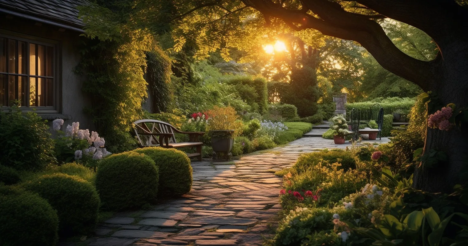 Serene Evening Garden Landscape