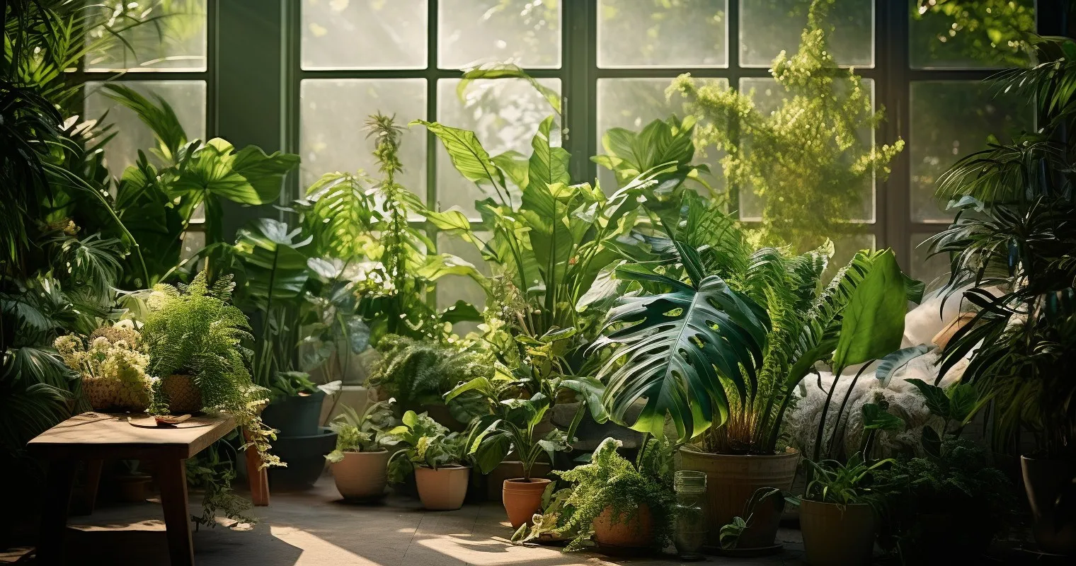 Serene Houseplants Basking In Sunlit Corner