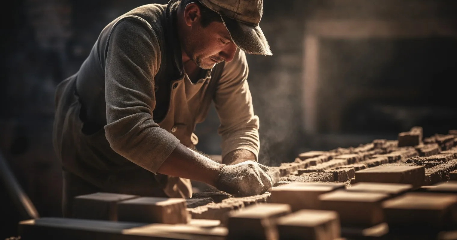 Skilled Craftsman Laying Foundation