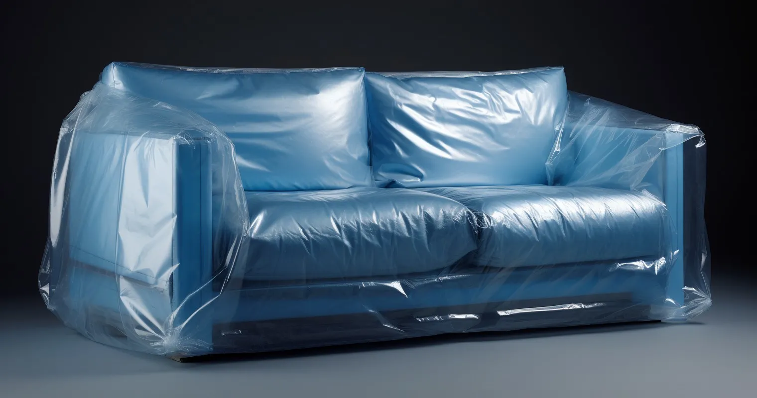 Sofa Protected with Plastic Cover
