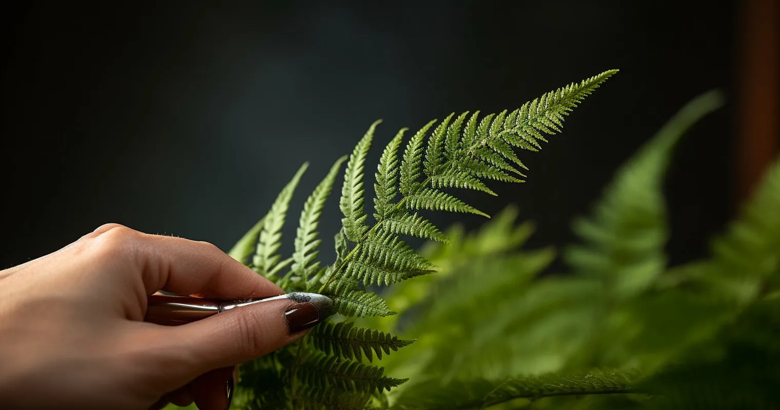 Soft Brush Dusting - Delicate Fern leaves Being Brushed