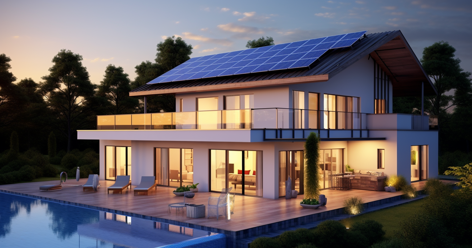 Solar Panels Integrated into Modern Home Landscape