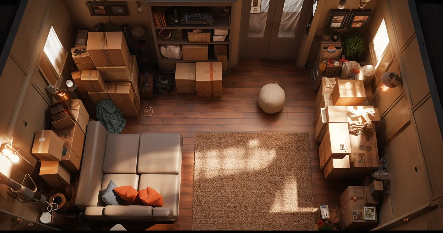 Stacked Wrapped Furniture In Moving Truck