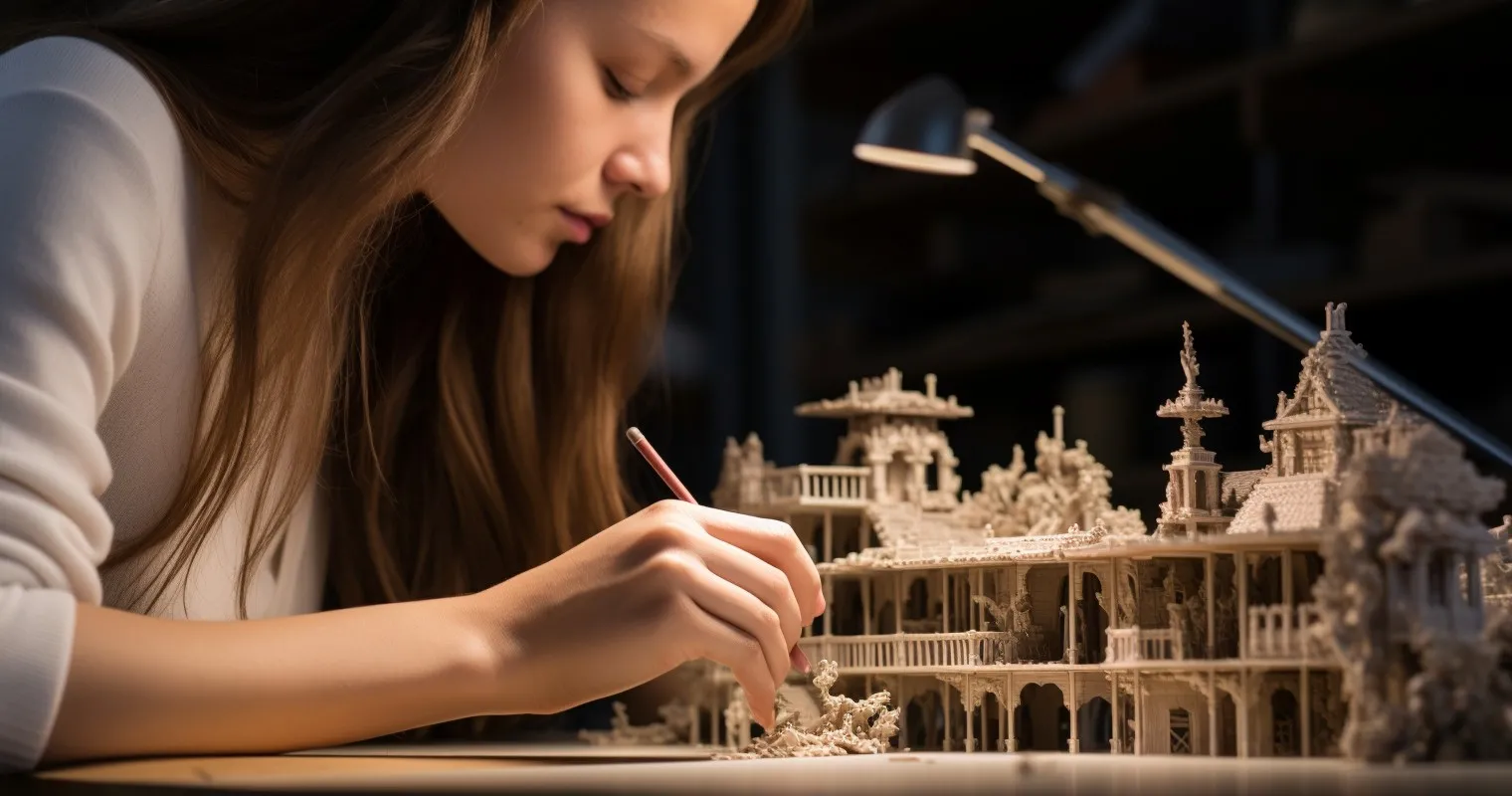 Student Crafting Interior Model