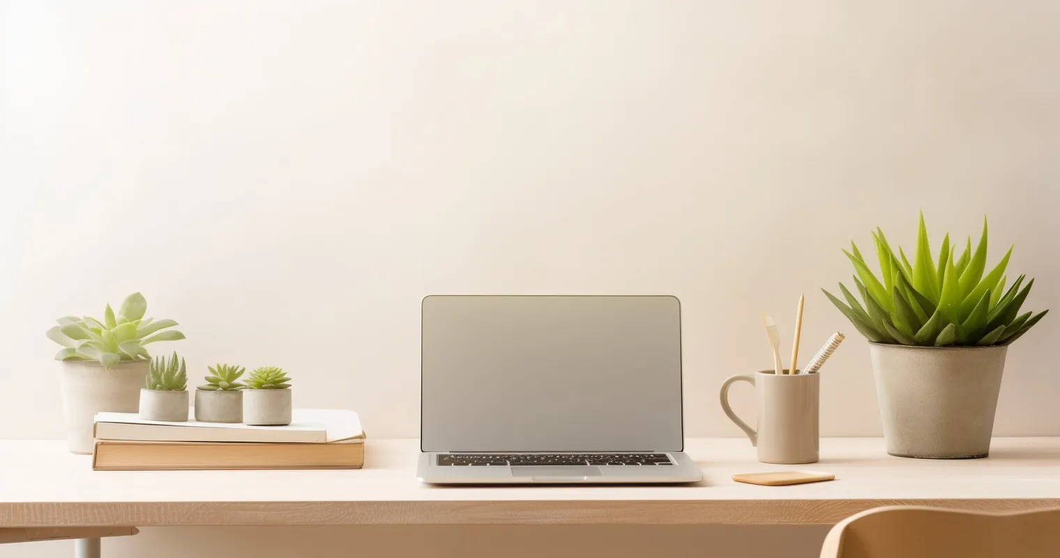 Sunlit Desk with Succulent Companion