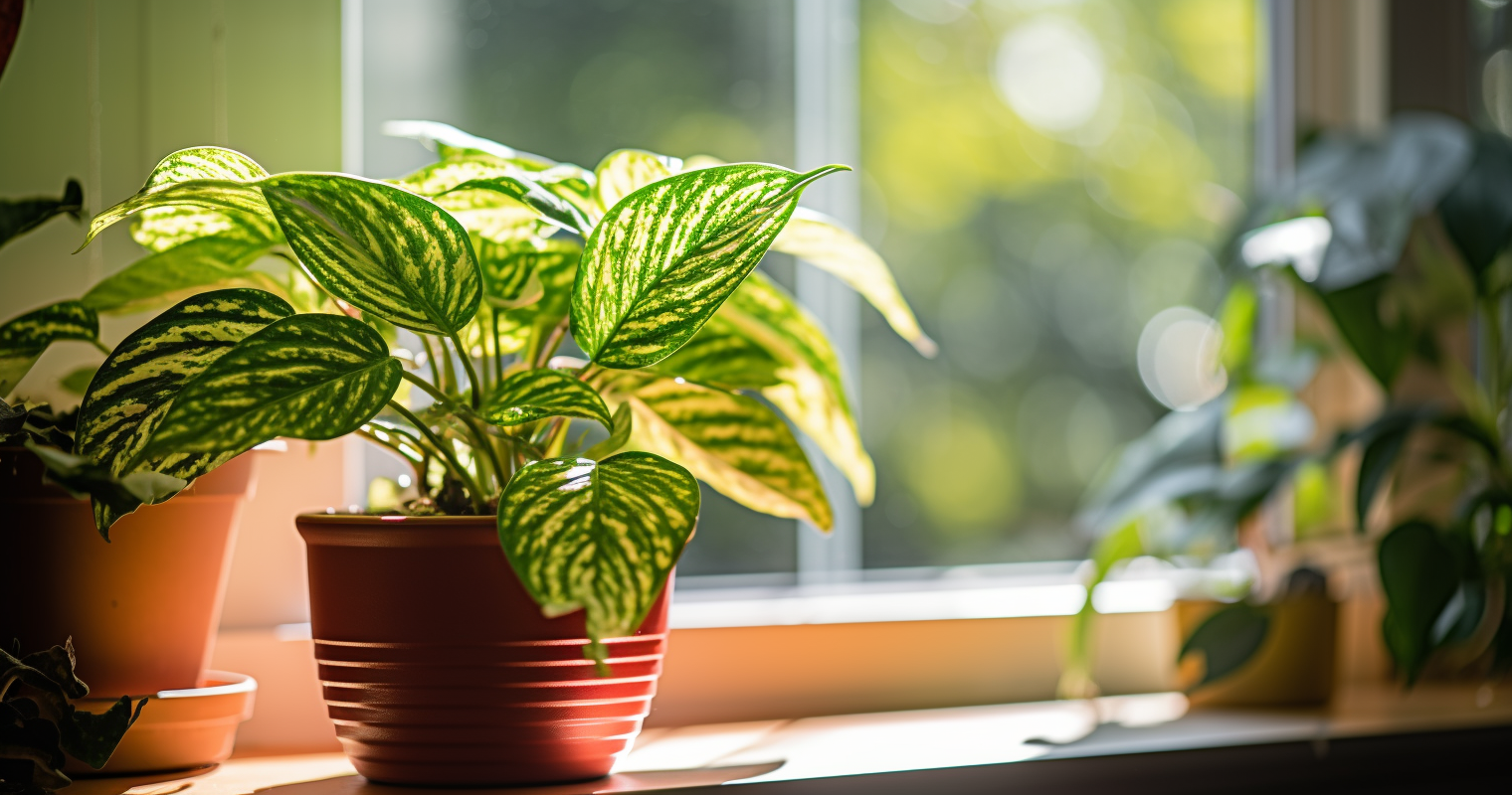 Sunlit Houseplant by the Window