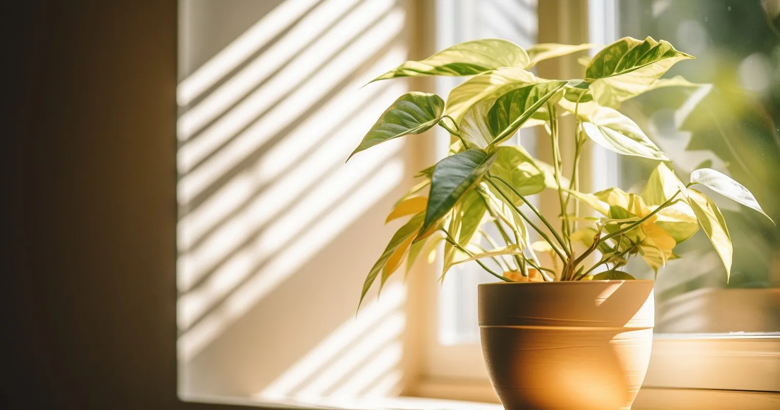 Sunlit Houseplant With Yellow Leaves