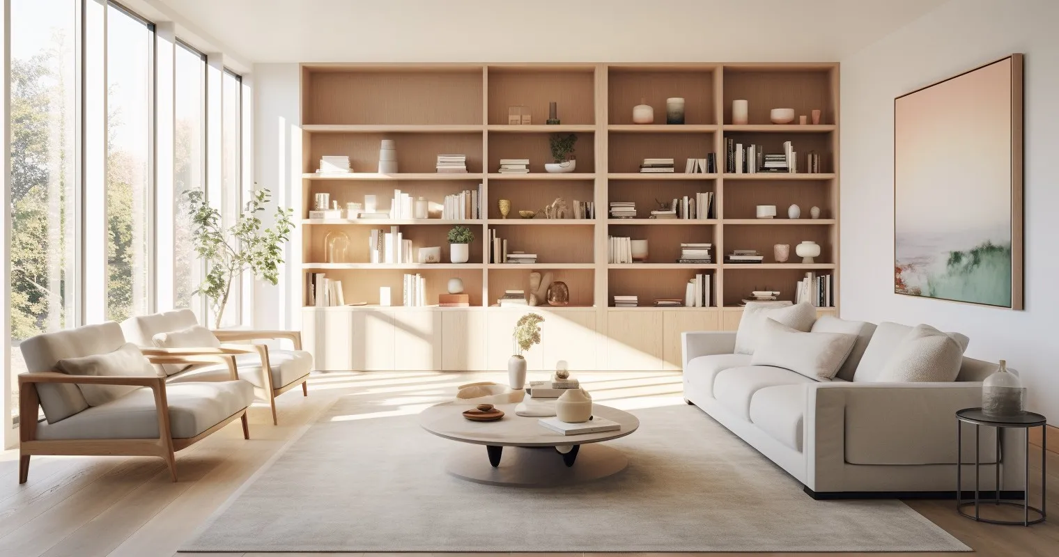 Sunlit Living Room With Storage Solutions