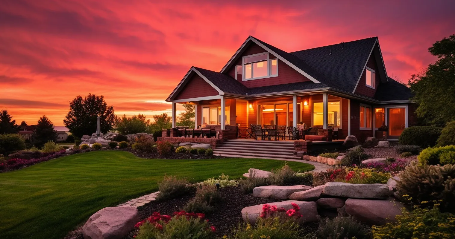 Sunset over a newly built home