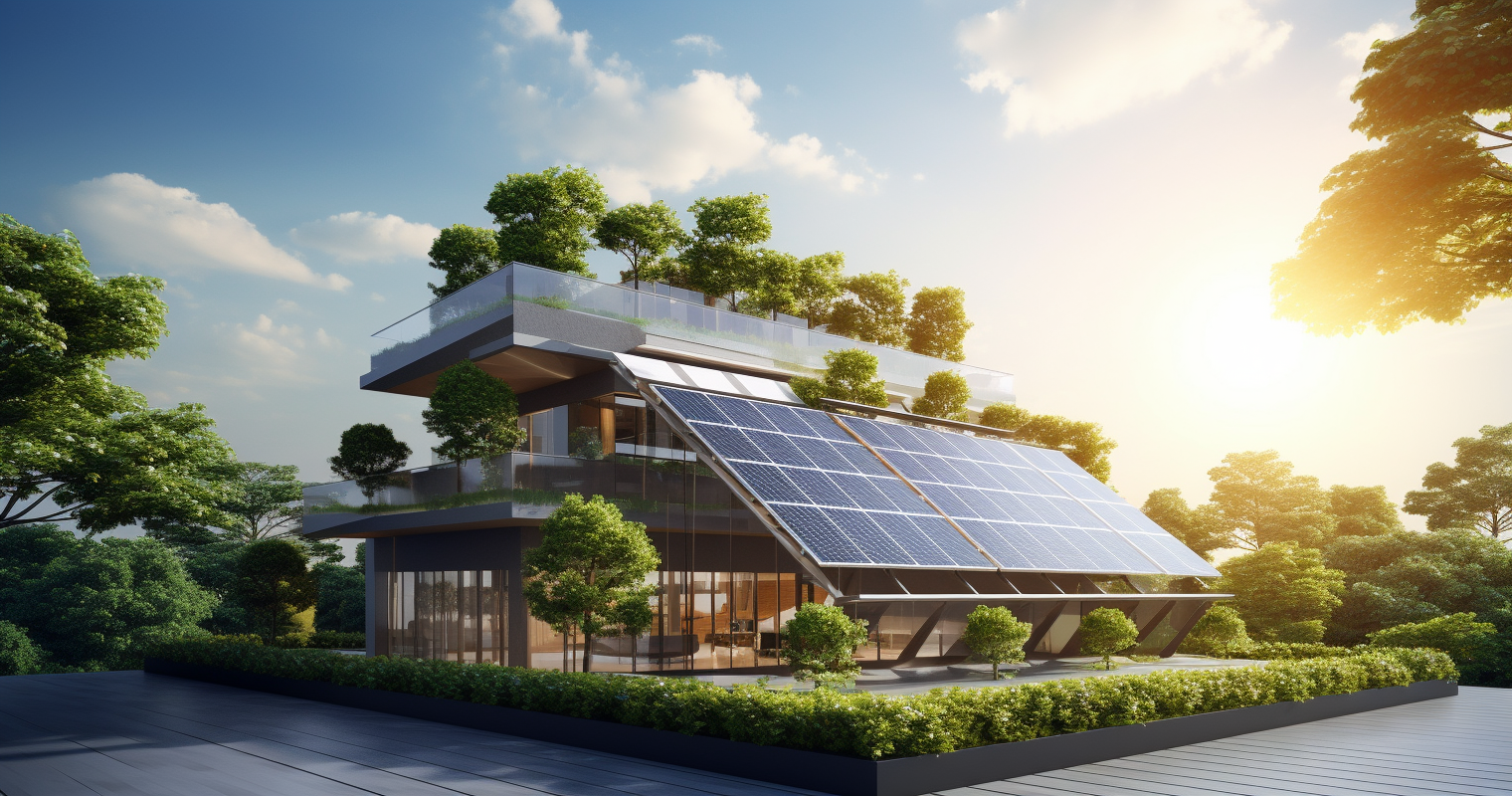 Sustainable Green Building with Solar Panels