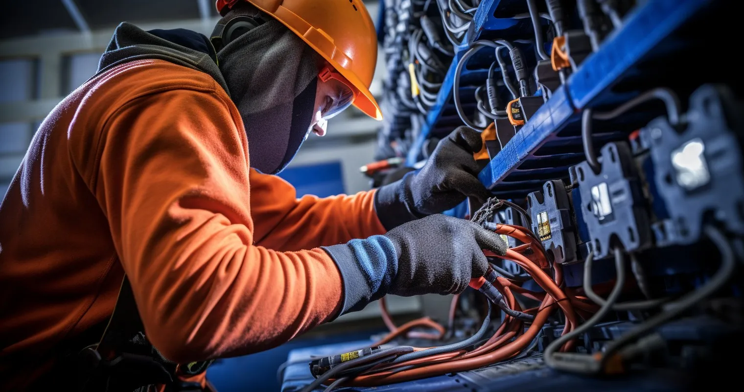 Technician Safely Stripping Wires