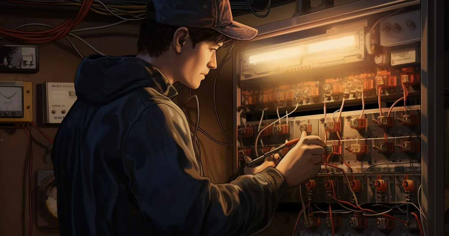 Technician Using Optical Power Meter (OPM)