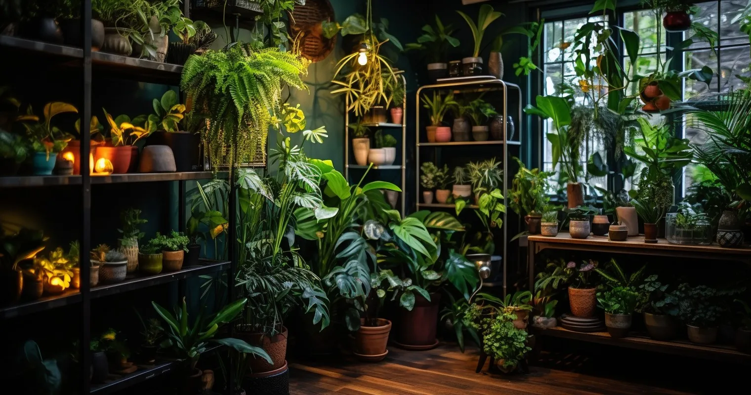 Tending To Houseplants Under Grow Lights