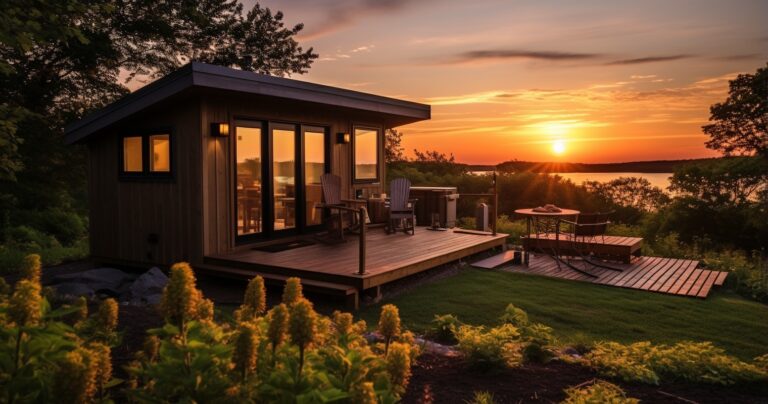 Tiny Home Exterior at Sunset