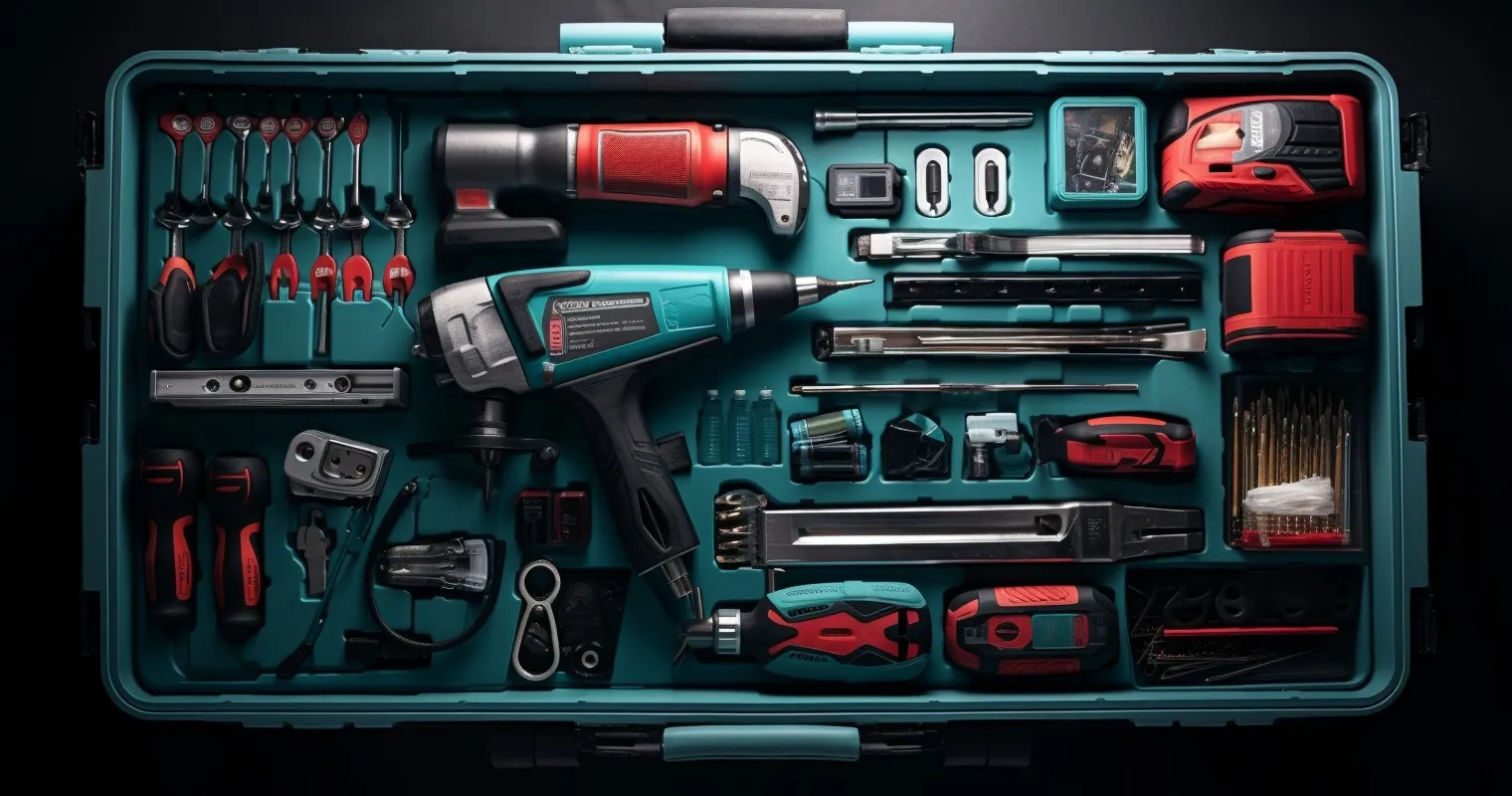 Toolbox with Bosch and Makita Tools