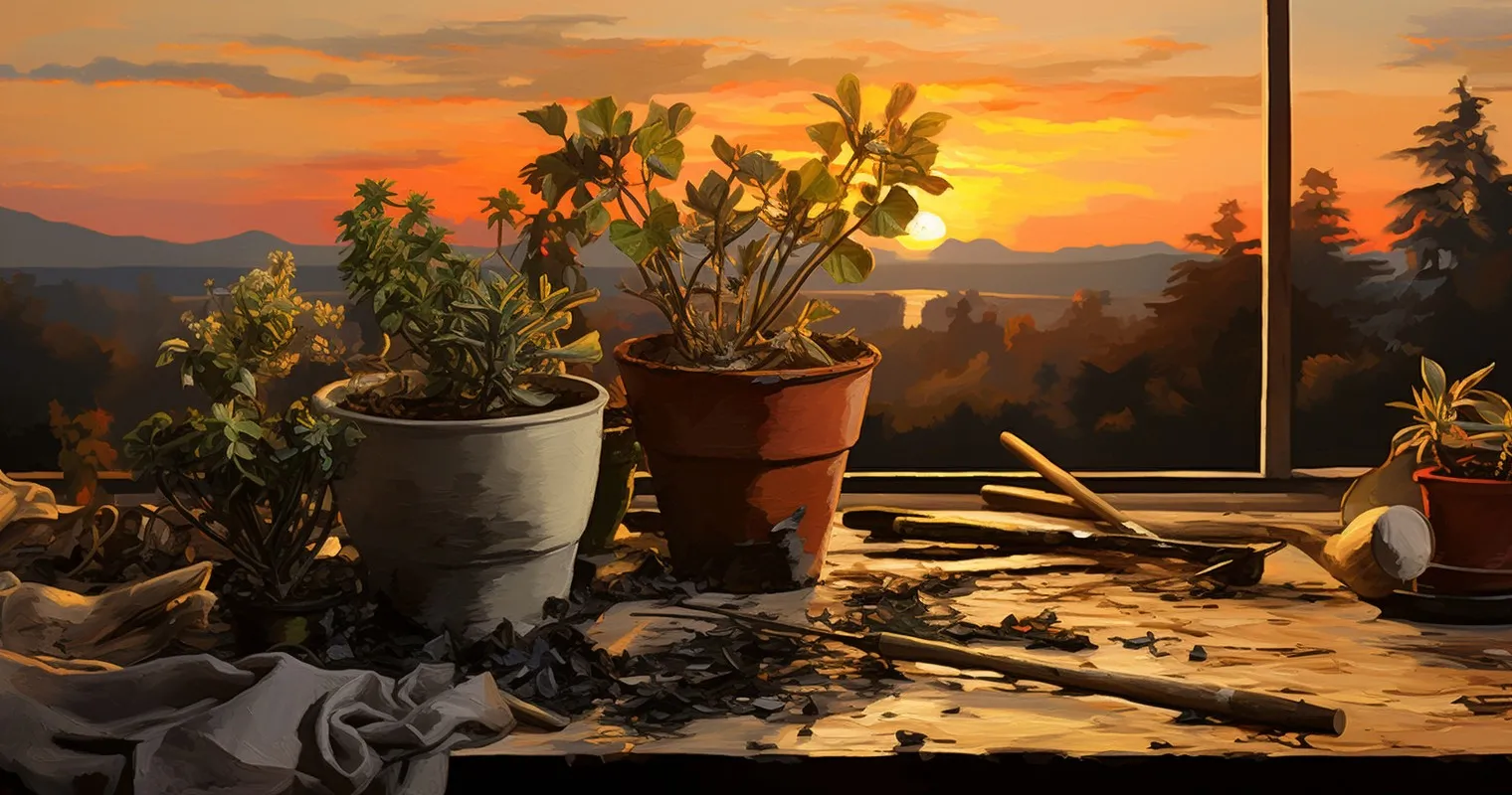 Tranquil Repotting During Sunset
