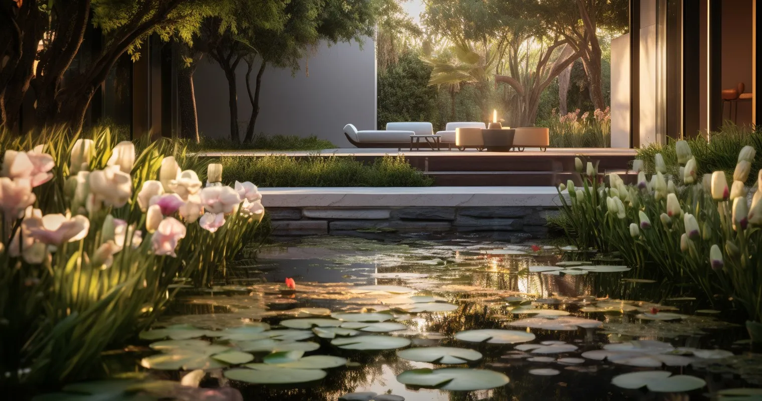 Tranquil Water Feature in Front Yard