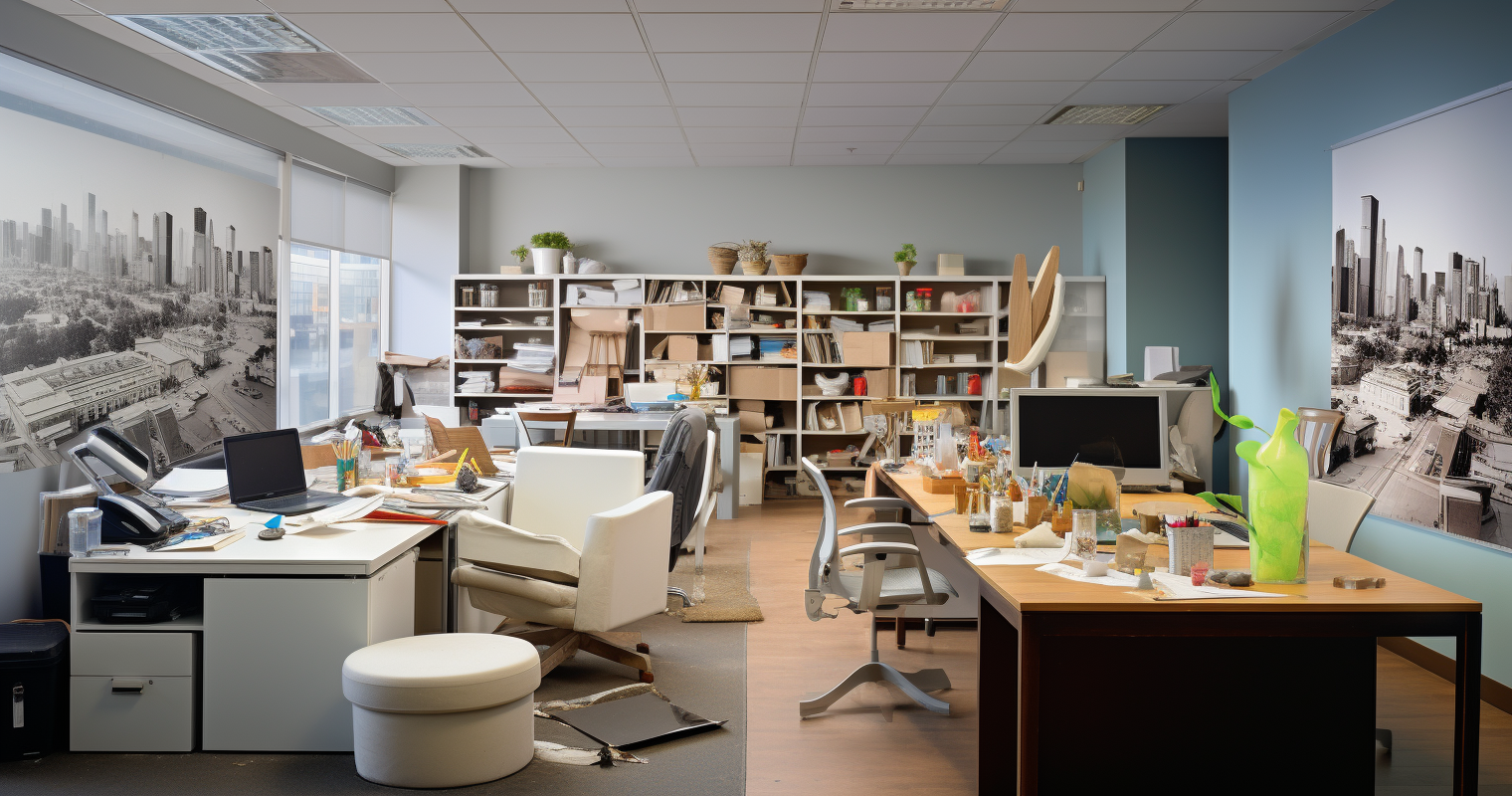 Transforming a cluttered office into a modern workspace