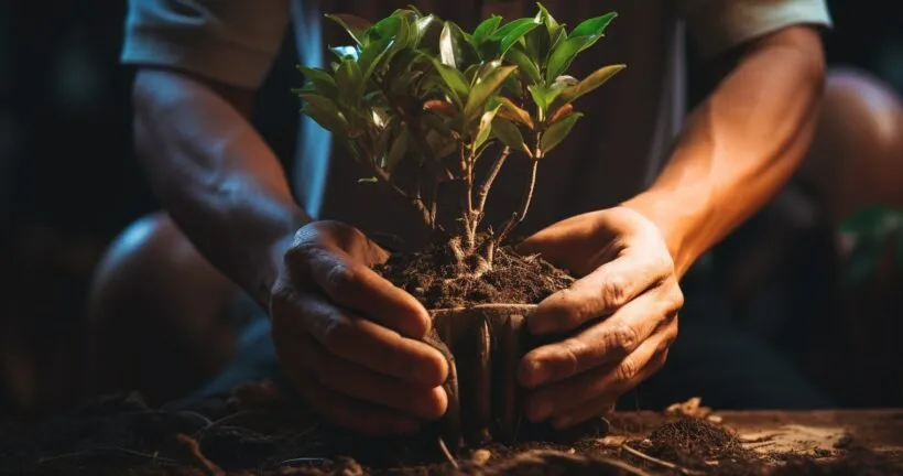 Transplanting Houseplants A Close-Up of Rootball Repotting