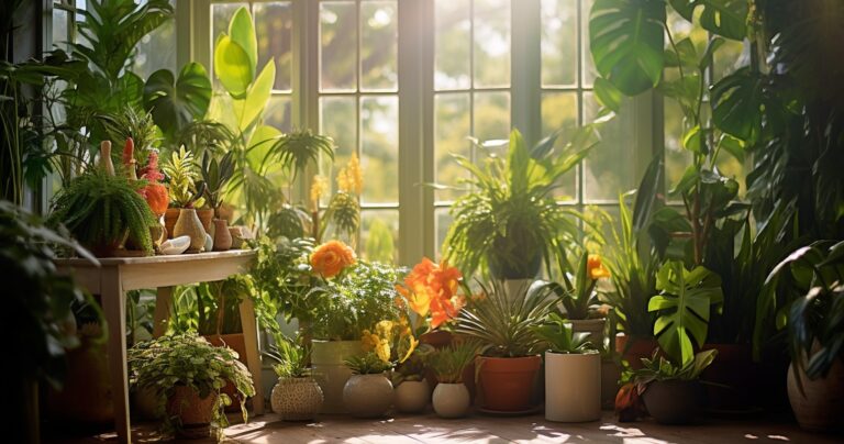Tropical Houseplants in a Lush Setting