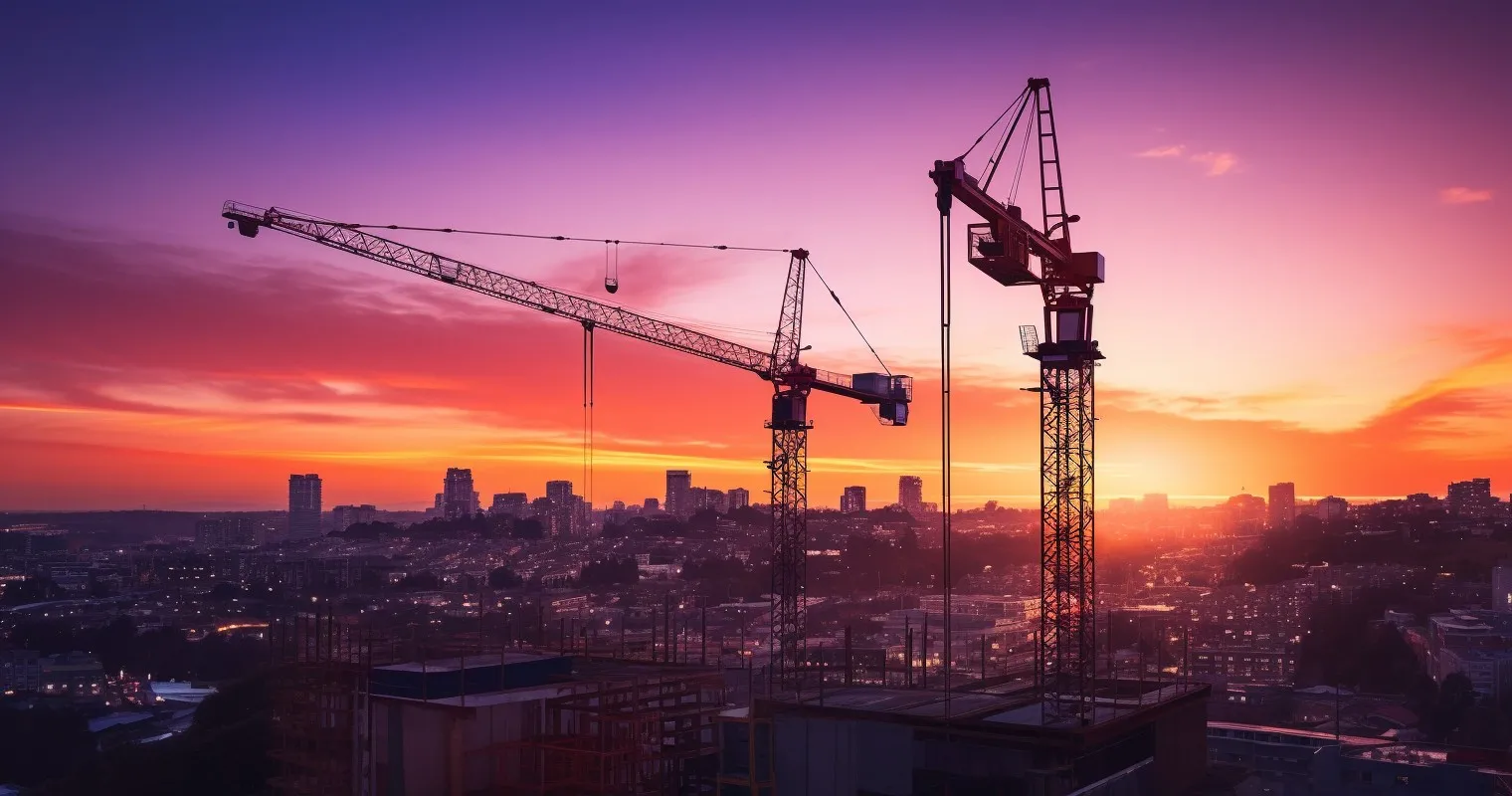 Urban Construction at Sunset