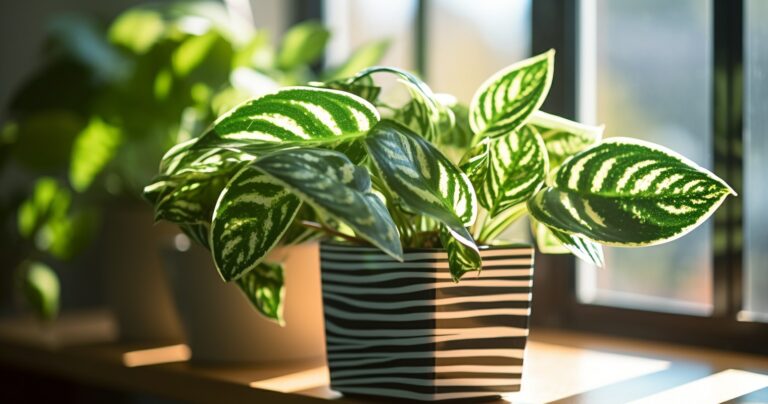 Variegated Houseplant in Sunlight