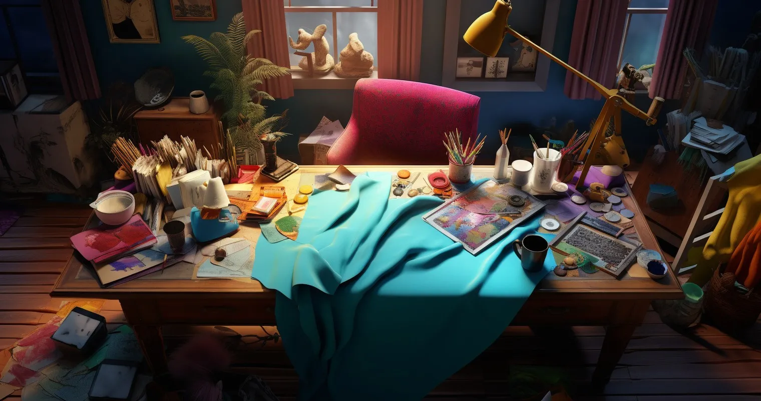 Vibrant Design Materials on Artistic Workspace