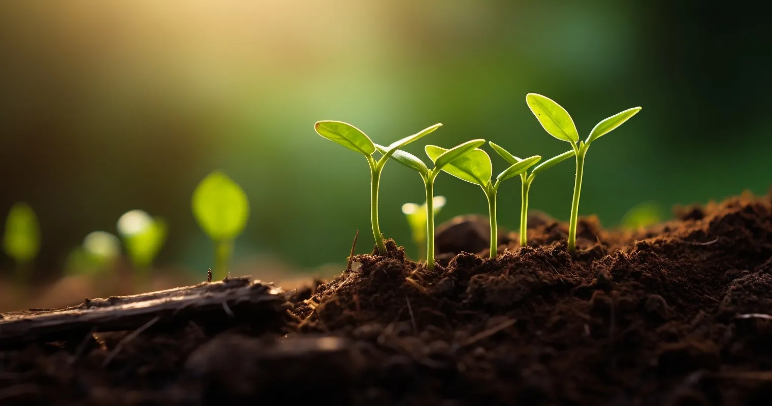 Vibrant Green Shoots Emerging from Soil