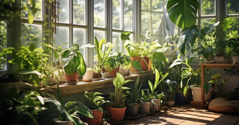 Vibrant Houseplants In Sunlit Room
