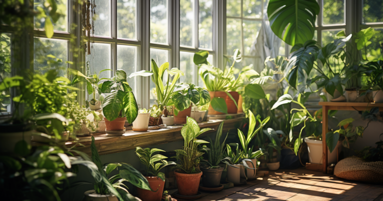 Vibrant Houseplants In Sunlit Room