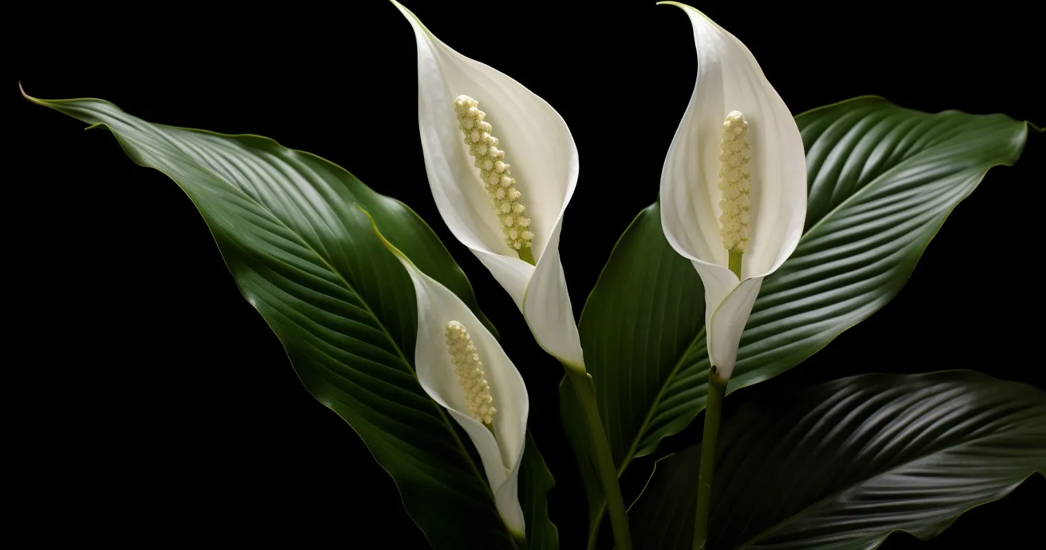 Vibrant Peace Lily Blooms in Low Light