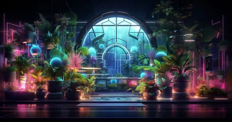 Virtual Plant Shop In Futuristic Landscape