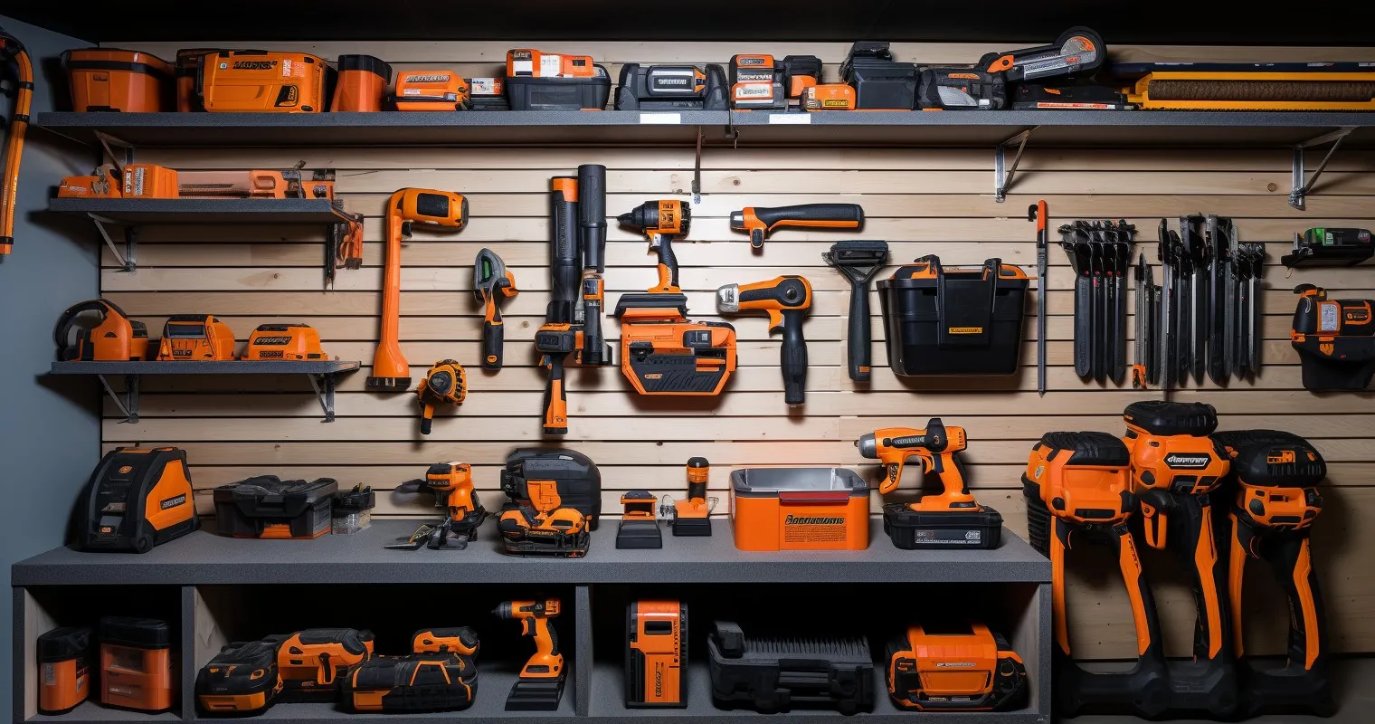 Well-Maintained Power Tools In Storage
