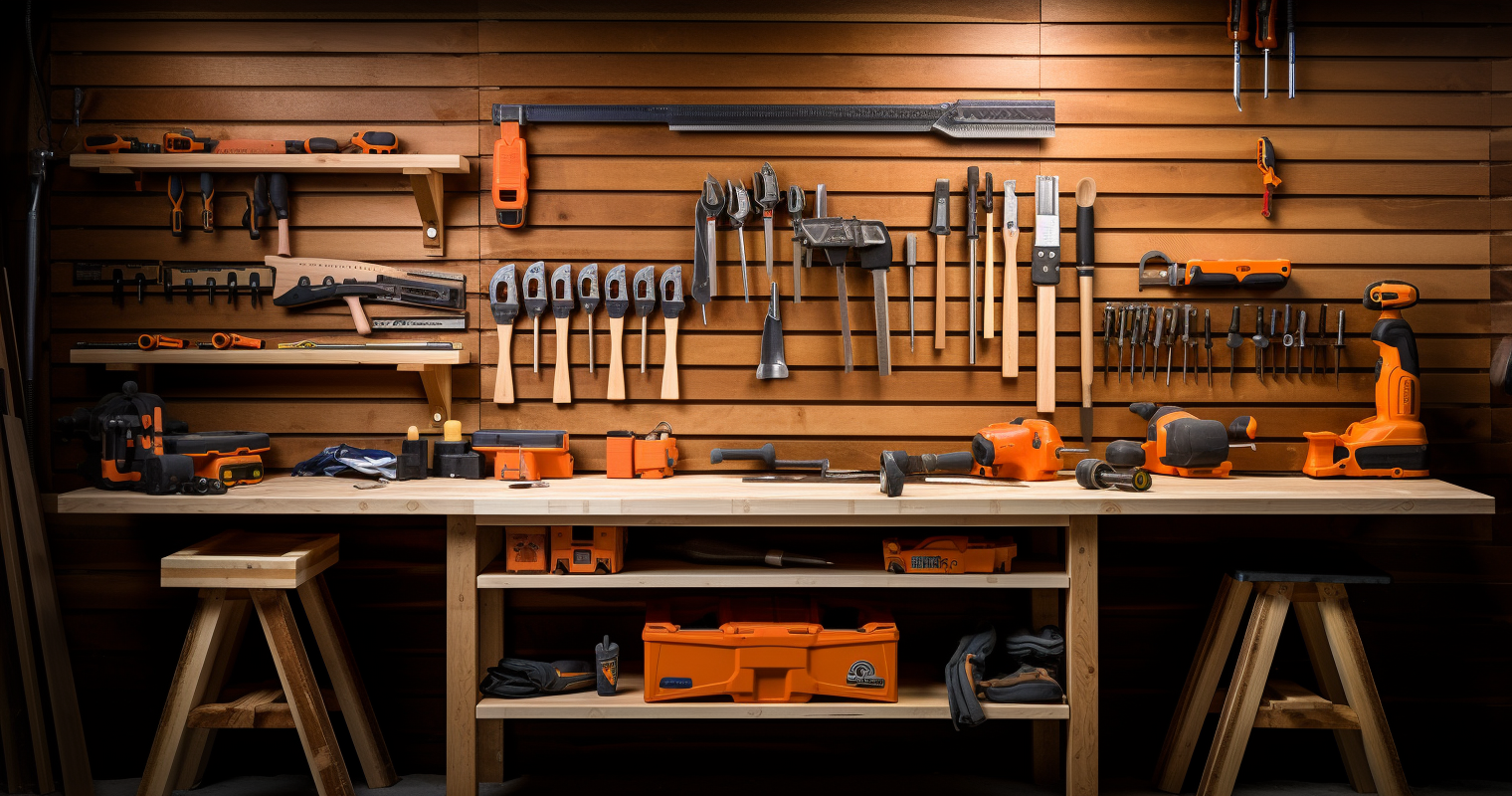 Well-Maintained Hand Tools Neatly Arranged On A Workbench