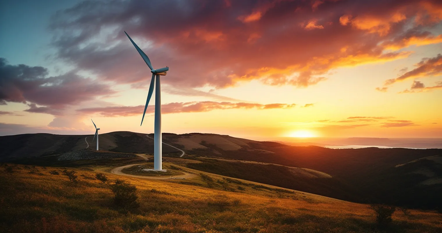 Wind Turbine Sunset Scene