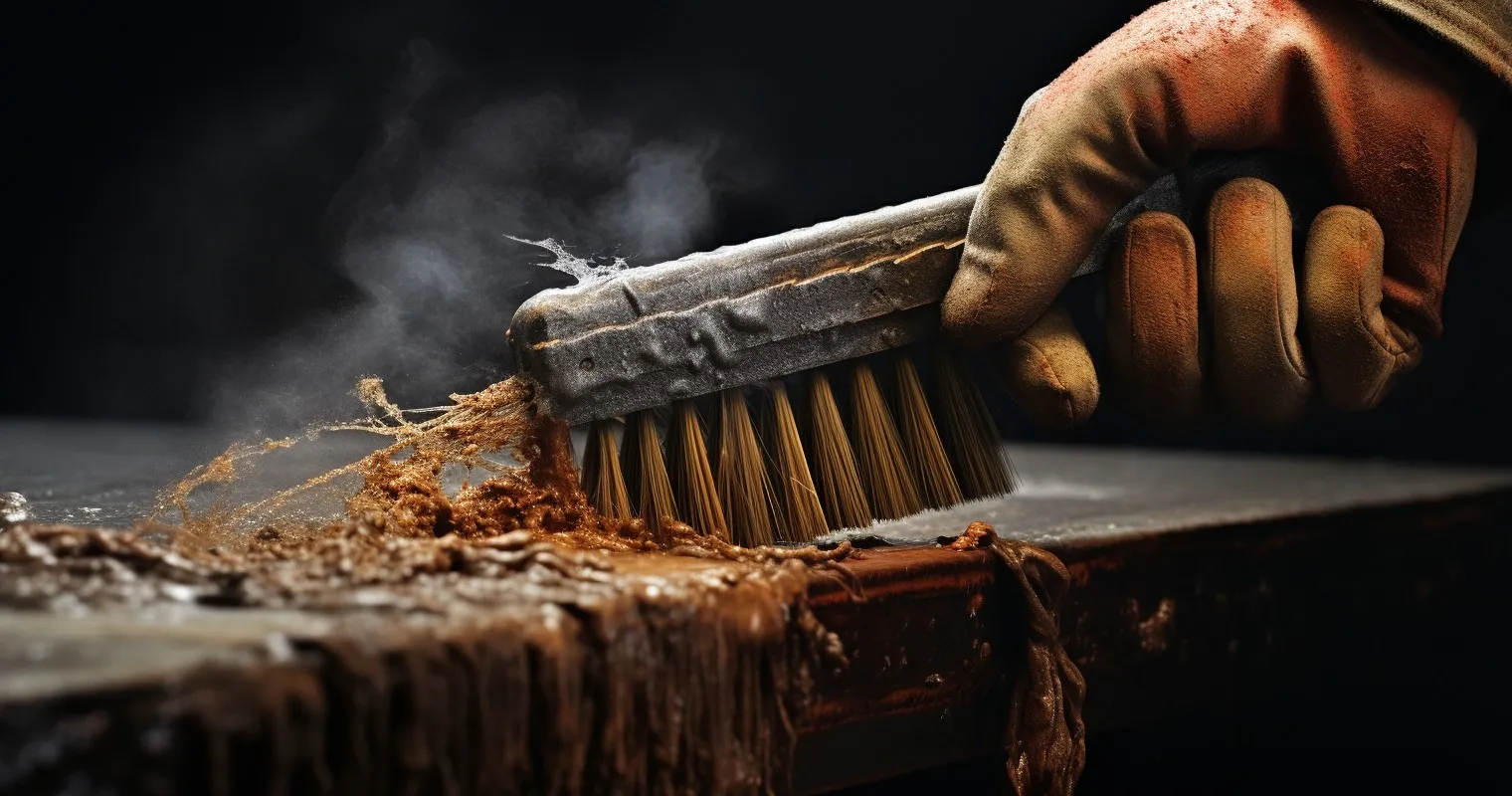 Wire brush rust removal technique