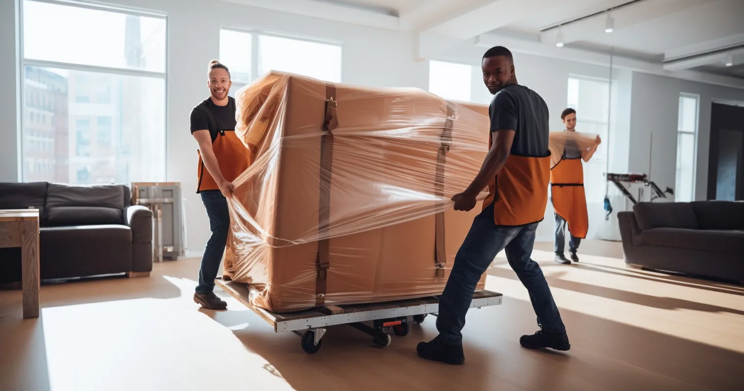 Wooden Furniture with Protective Blankets - Moving Day