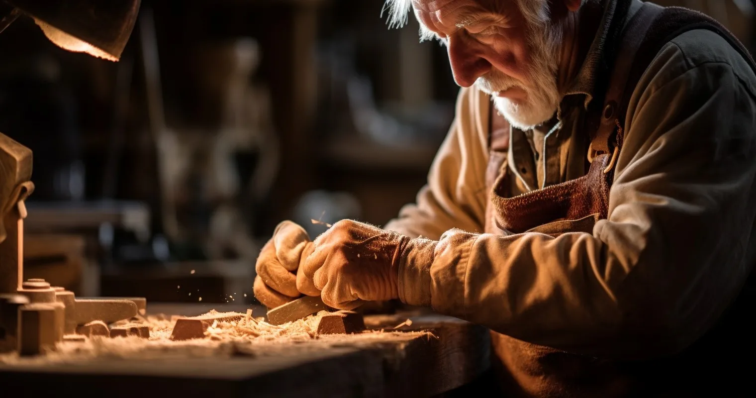 Woodworker Crafting with Precision