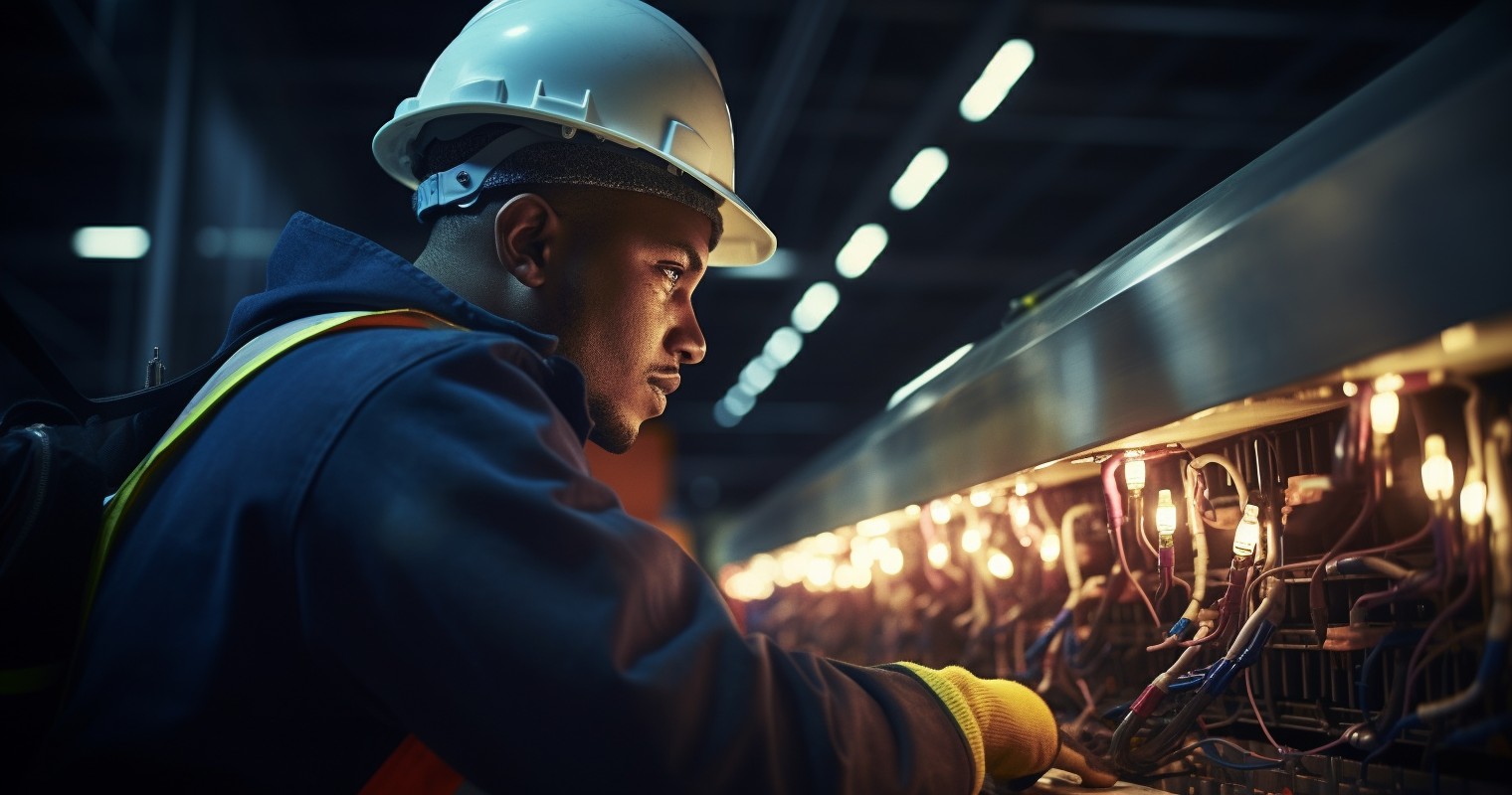 Worker Inspecting Electrical Equipment