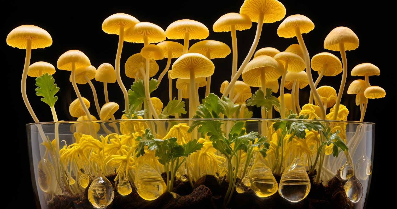 Yellow Mushrooms Close-Up