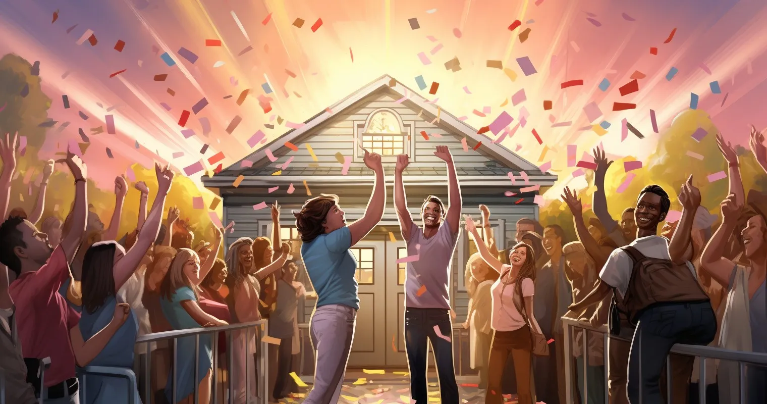 joy of new homeowners receiving the keys