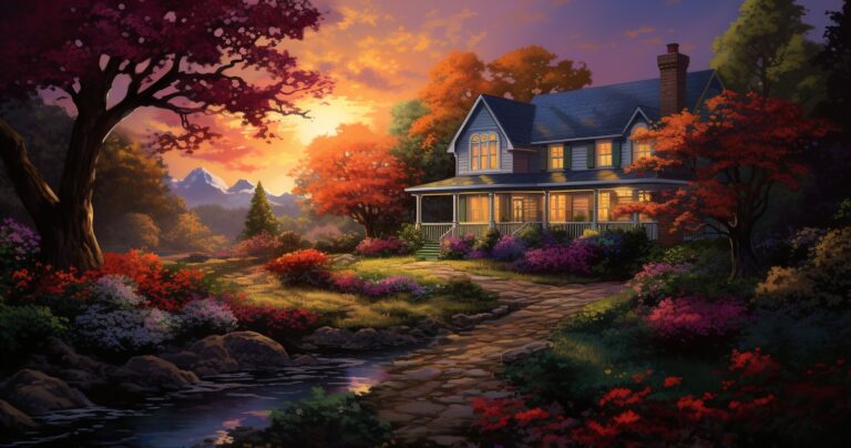 renovated Brady House at sunset