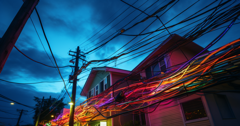vivid portrayal of electrical wires running